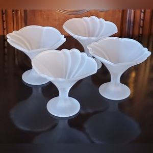 🇮🇹 Borgonovo (4) Satin 5 1/4" Flower Pedestal Dishes / Compotes EUC